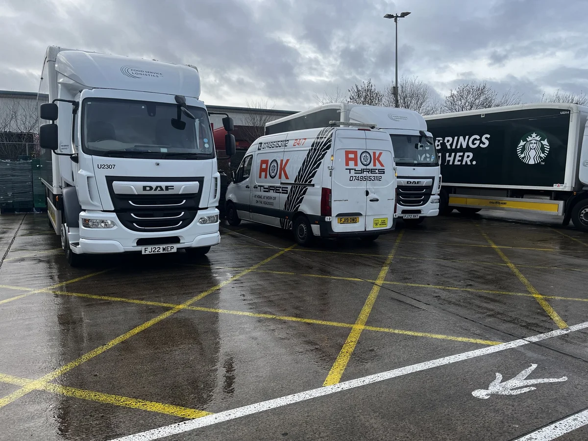 AOK Tyres mobile van servicing multiple starbucks trucks